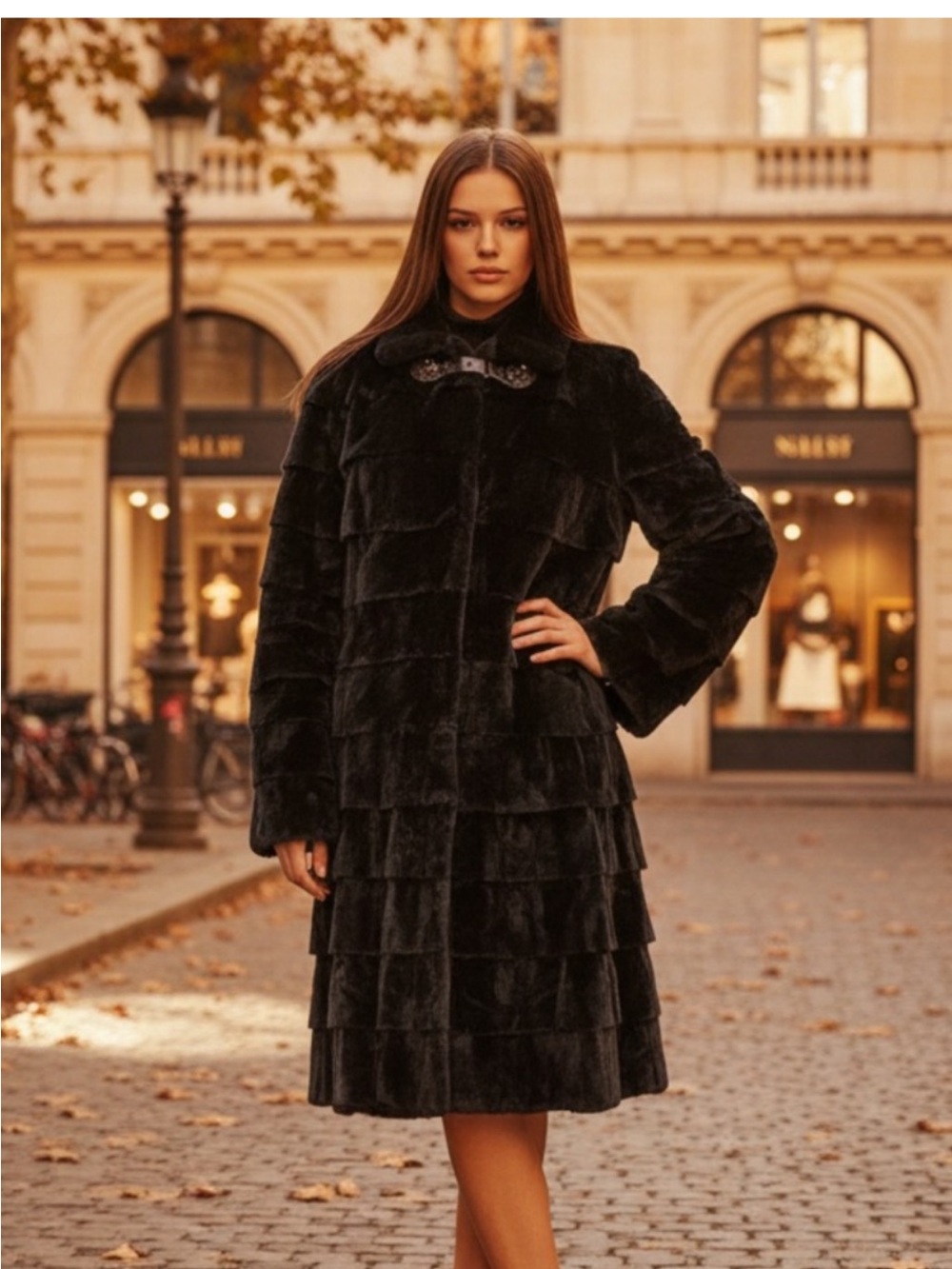Augustine Leathers Jean Crisan Fourrures Layered Rabbit Fur Midi Coat Jacket 10